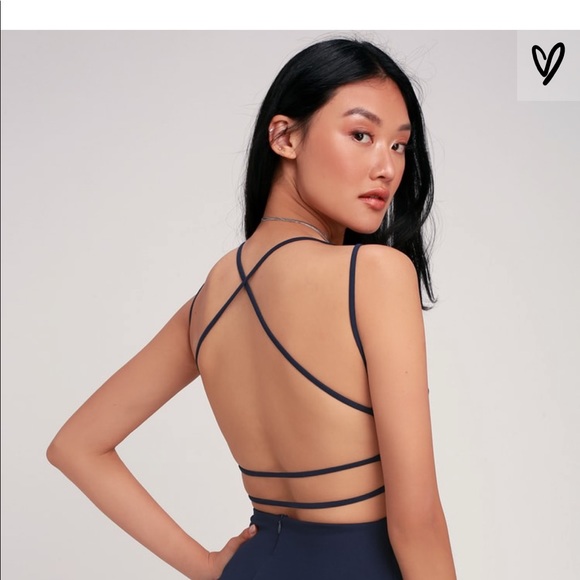 Lulus Navy Blue backless dress - Picture 4 of 5